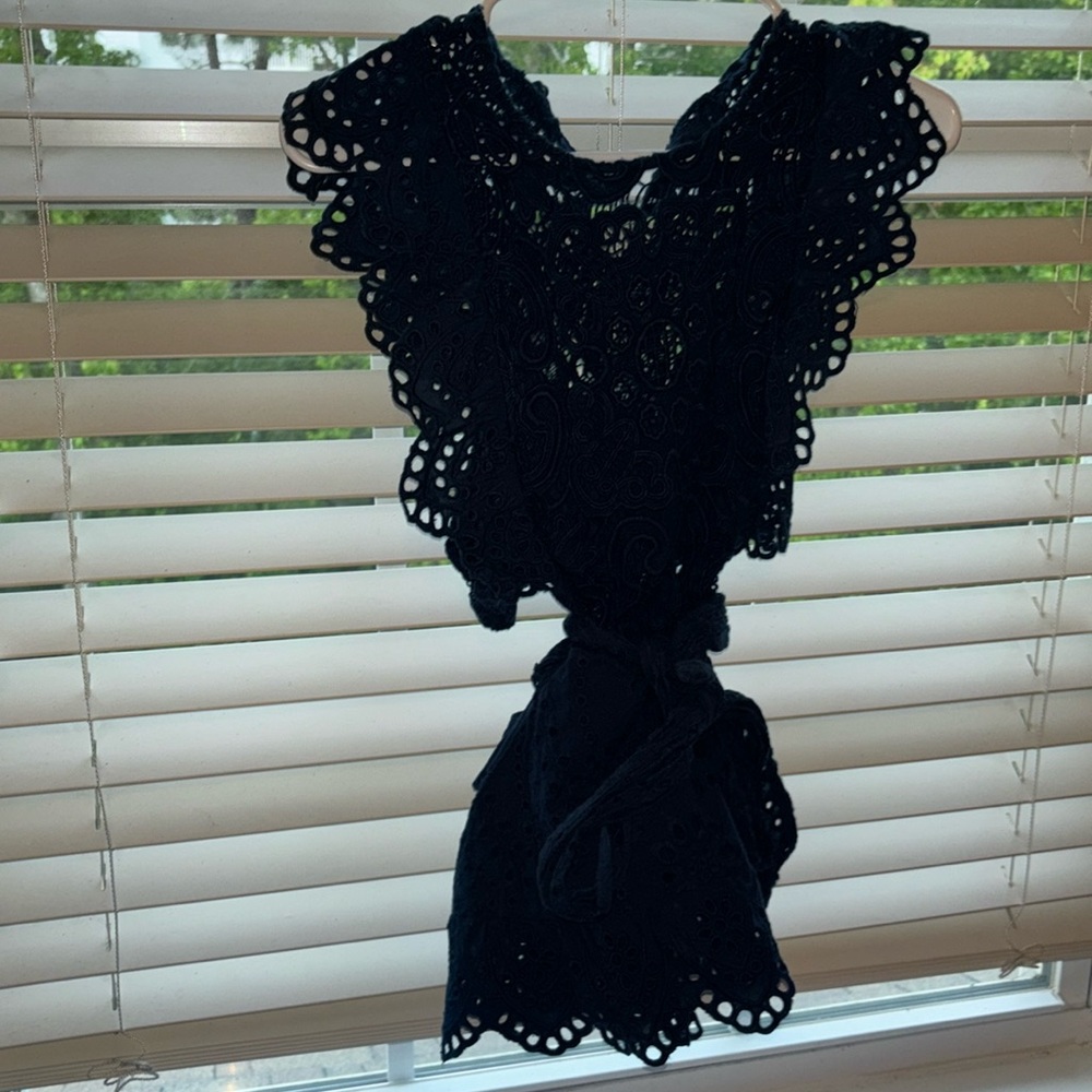 Navy blue lace top with bow